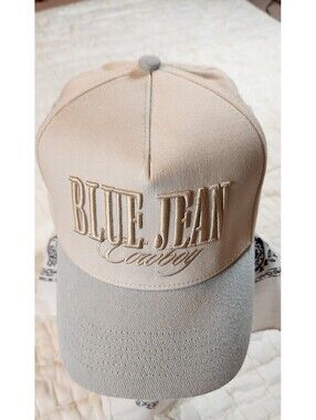 Blue Jean Cowboy Snapback Cap Embroidered Tan Grey Citrusy